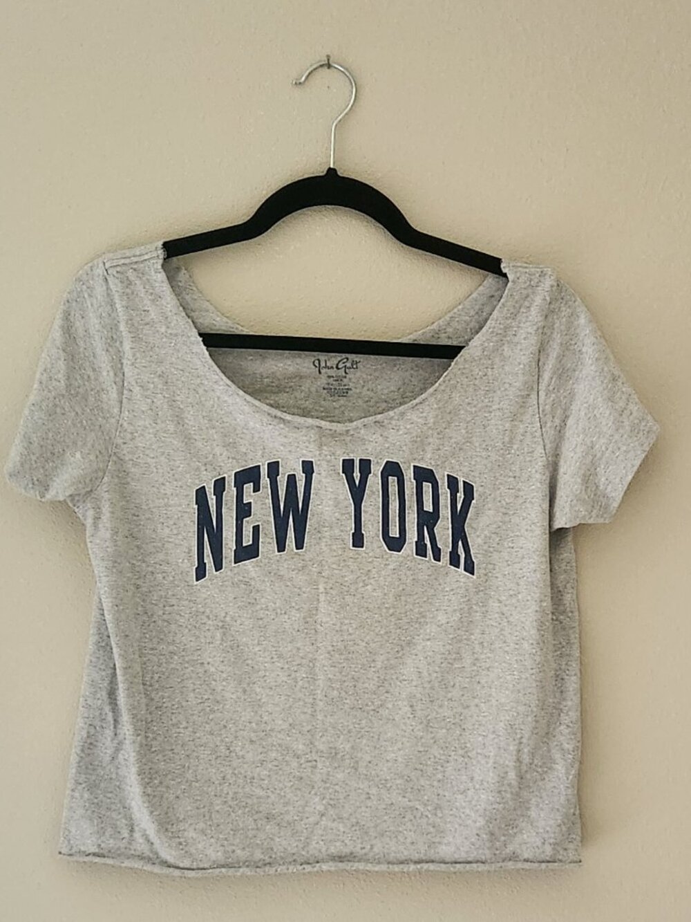 JOHN GALT BRANDY MELVILLE Gray and Navy 'NEW YORK' Cotton T-Shirt